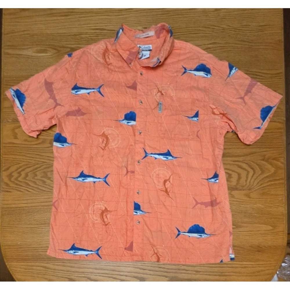Vintage Columbia River Lodge Men's 100% Cotton Button Down Shirt Short Sleeve XL